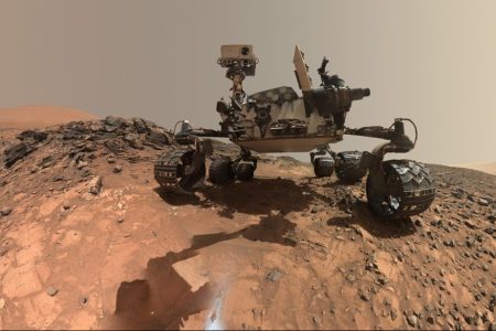 This low-angle self-portrait of NASA's Curiosity Mars rover shows the vehicle at the site from which it reached down to drill into a rock target called "Buckskin" (NASA/JPL-Caltech/MSSS)