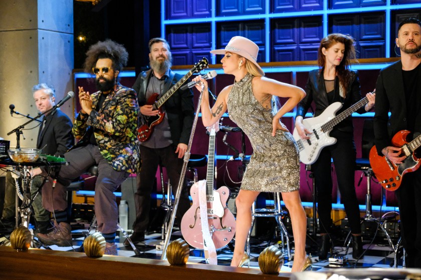 Lady Gaga, seen performing with the Late Late Show Band during 'The Late Late Show with James Corden,' has three songs listed as earworms in this study (CBS Photo Archive/Contributor)