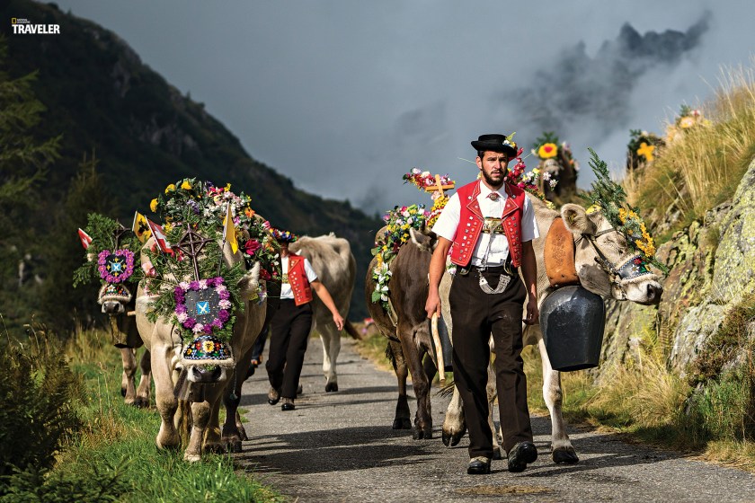 In Switzerland’s Canton Uri, the Désalpe festival marks the cattle’s annual autumn descent from summer mountain pastures. (Courtesy National Geographic Traveler)