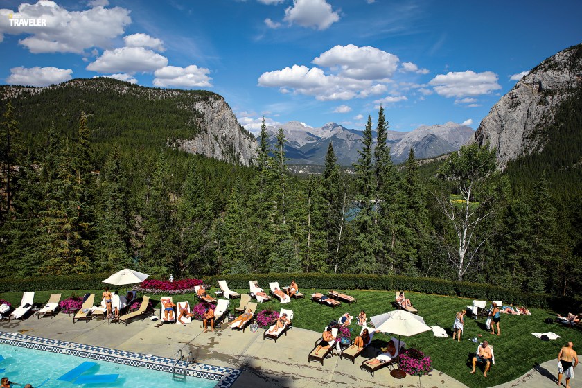 The high life comes naturally at the Fairmont Ban Springs hotel, where poolgoers are treated to their own private overlook of peak-flanked Bow Valley. (Courtesy National Geographic Traveler)