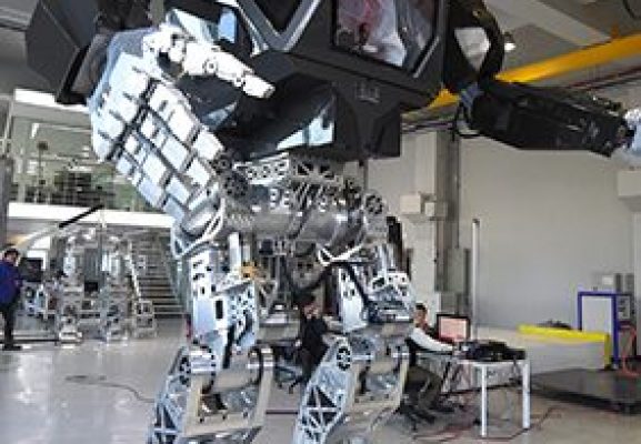 Engineers test a 13-foot-tall humanoid manned robot dubbed Method-2 in a lab of the Hankook Mirae Technology in Gunpo, south of Seoul, on December 27, 2016. The giant human-like robot bears a striking resemblance to the military robots starring in the movie "Avatar" and is claimed as a world first by its creators from a South Korean robotic company. (JUNG YEON-JE/AFP/Getty Images)