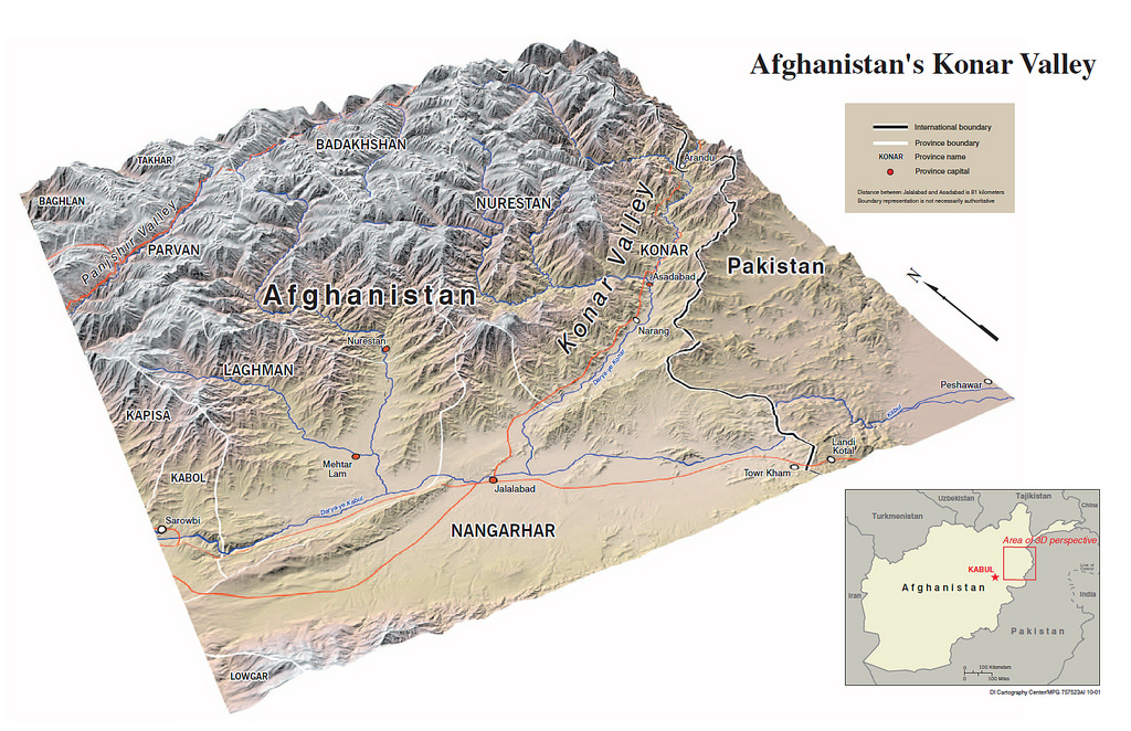 3D Map from 2001 of the Konar Valley in Afghanistan (Central Intelligence Agency)