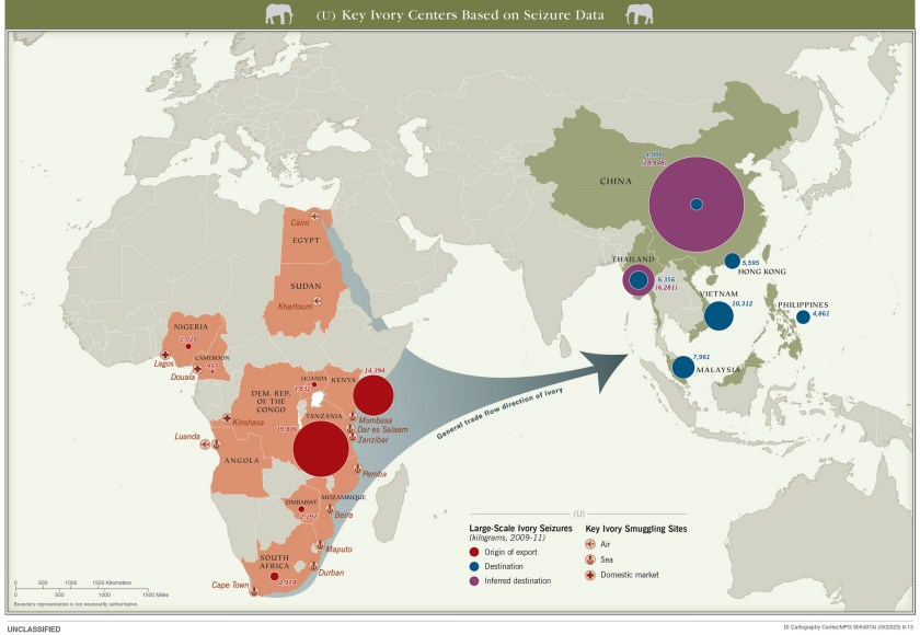 Worldwide Ivory trafficking, circa 2013. (Central Intelligence Agency)
