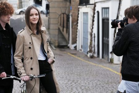 Brooklyn Beckham on set shooting for Burberry Brit Fragrances (Burberry)