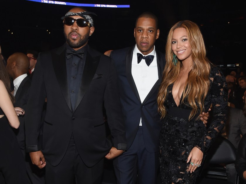 From Left: Music Producer Mike Will Made It and recording artists Jay Z and Beyonce attend The 57th Annual GRAMMY Awards at the STAPLES Center on February 8, 2015. (Larry Busacca/Getty Images for NARAS)