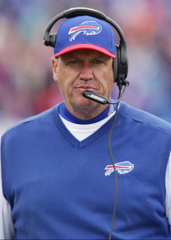 Head Coach Rex Ryan of the Buffalo Bills walks the sideline during the second half of a game against the Cincinnati Bengals at Ralph Wilson Stadium on October 18, 2015 in Orchard Park, New York.  (Brett Carlsen/Getty Images)
