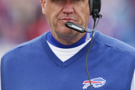 Head Coach Rex Ryan of the Buffalo Bills walks the sideline during the second half of a game against the Cincinnati Bengals at Ralph Wilson Stadium on October 18, 2015 in Orchard Park, New York.  (Brett Carlsen/Getty Images)