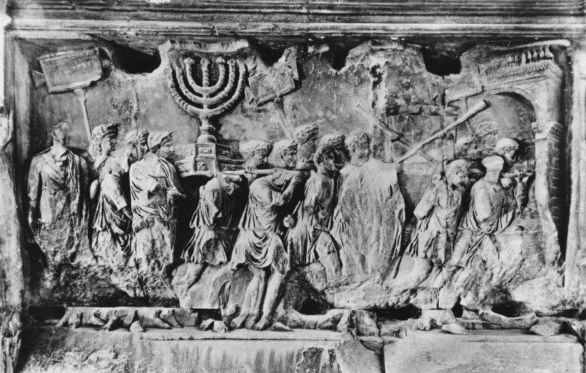 A relief from the Arch of Titus in Rome Italy, photographed circa 1955. (Three Lions/Hulton Archive/Getty Images)