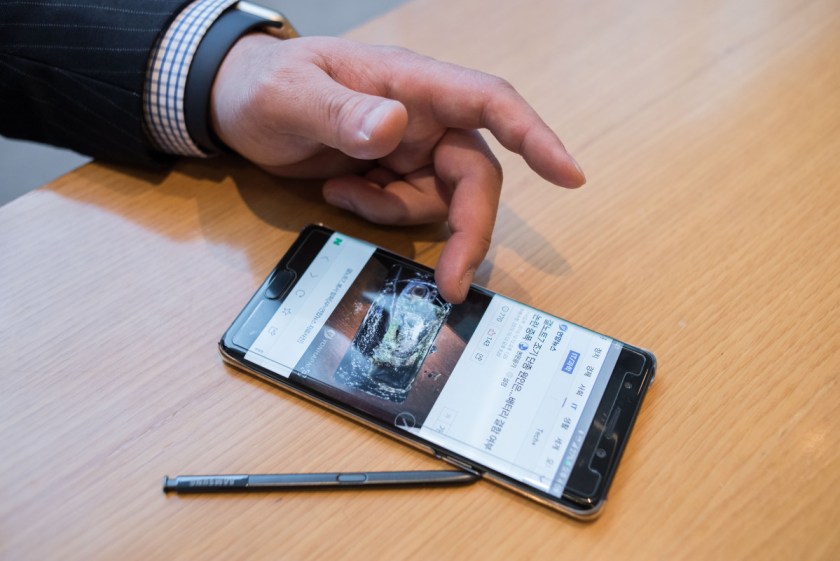 Tech that died: the Samsung Galaxy Note 7 phone. (ED JONES/AFP/Getty Images)