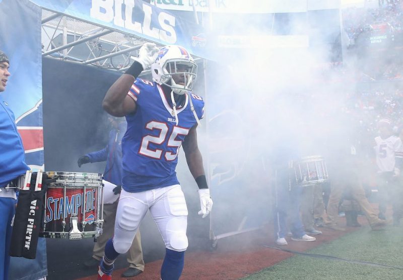 ORCHARD PARK, NY - NOVEMBER 27: LeSean McCoy #25 of the Buffalo Bills comes out of the tunnel as he is introduced before the start of NFL game action against the Jacksonville Jaguars at New Era Field on November 27, 2016 in Orchard Park, New York. (Photo by Tom Szczerbowski/Getty Images)