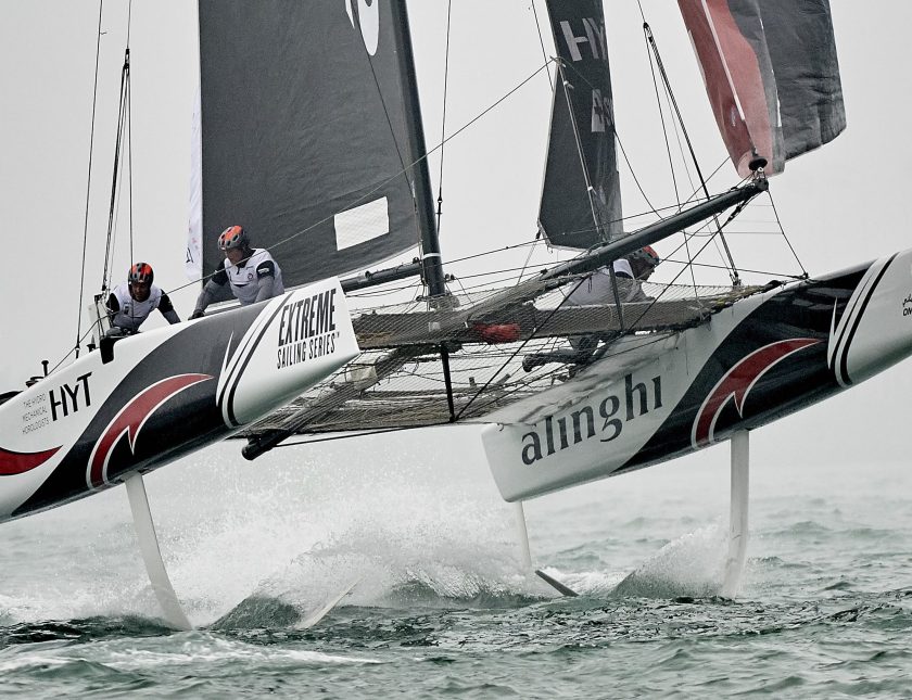 Alinghi performs during the Extreme Sailing Series Act 2 in Qingdao, China on May 2, 2016. (Lloyd Images/ Extreme Sailing Series / Red Bull Content Pool)