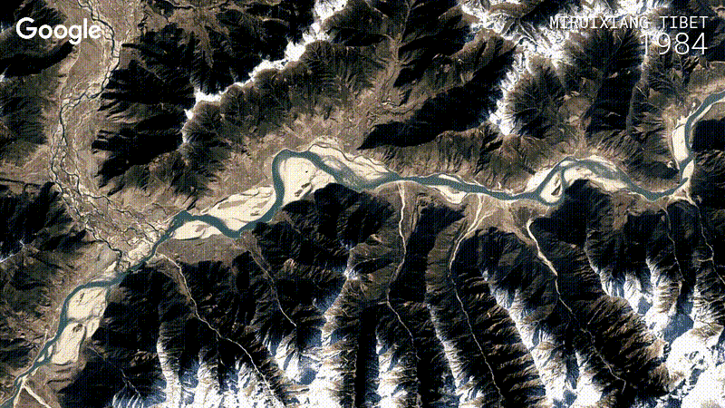 Meandering river in Nyingchi, Tibet, China (Landsat / Copernicus)