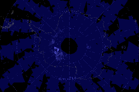 Data from NASA’s Aeronomy of Ice in the Mesosphere, or AIM, spacecraft shows the sky over Antarctica is glowing electric blue due to the start of noctilucent, or night-shining, cloud season in the Southern Hemisphere
 (NASA/HU/VT/CU-LASP/AIM/Joy Ng, producer)