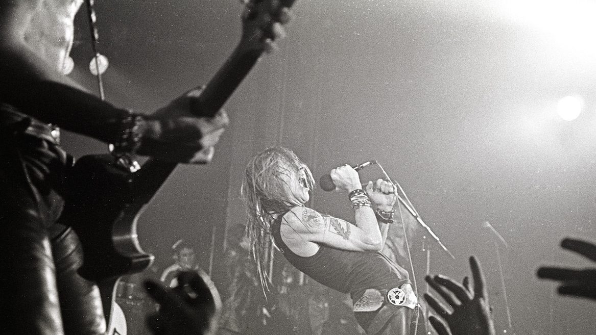 NEW YORK - OCTOBER 27:  Axl Rose of Guns 'n' Roses performs in concert at the Ritz on February 2, 1988 in New York City.  (Photo by Larry Busacca/WireImage)