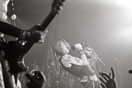 NEW YORK - OCTOBER 27:  Axl Rose of Guns 'n' Roses performs in concert at the Ritz on February 2, 1988 in New York City.  (Photo by Larry Busacca/WireImage)