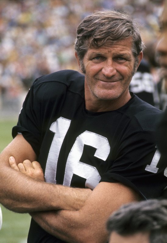 AUGUST, 1971: Quarterback/placekicker George Blanda #16 of the Oakland Raiders watches the action from the sidelines during a preseason game in August, 1971. (Photo by: Tony Tomsic/Getty Images)