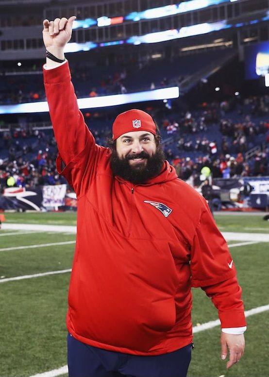 FOXBORO, MA - JANUARY 14:  Defensive coordinator Matt Patricia of the New England Patriots reacts after the Patriots 34-16 victory over the Houston Texas in the AFC Divisional Playoff Game at Gillette Stadium on January 14, 2017 in Foxboro, Massachusetts.  (Photo by Elsa/Getty Images)