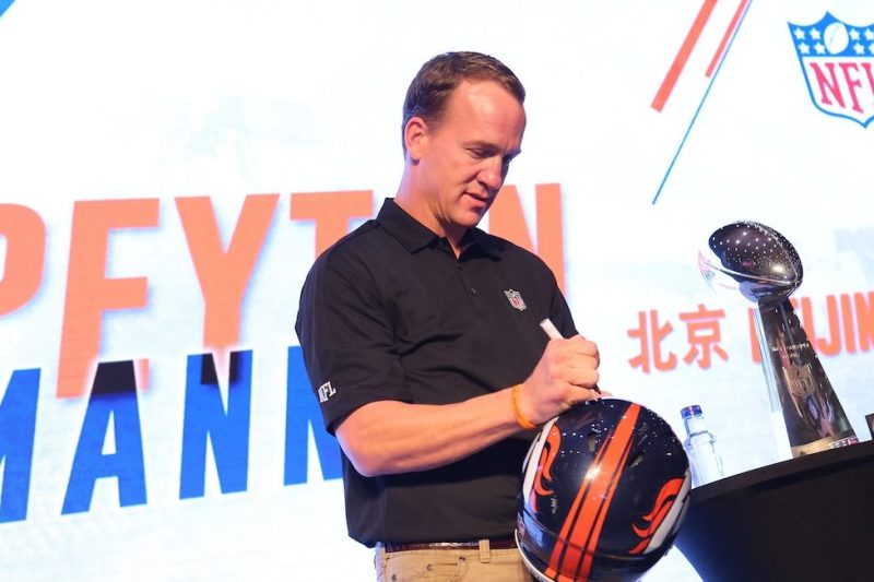 BEIJING, CHINA - SEPTEMBER 28: Former NFL player Peyton Manning meets fans at Bird's Nest culture center on September 28, 2016 in Beijing, China. (Photo by VCG/VCG via Getty Images)