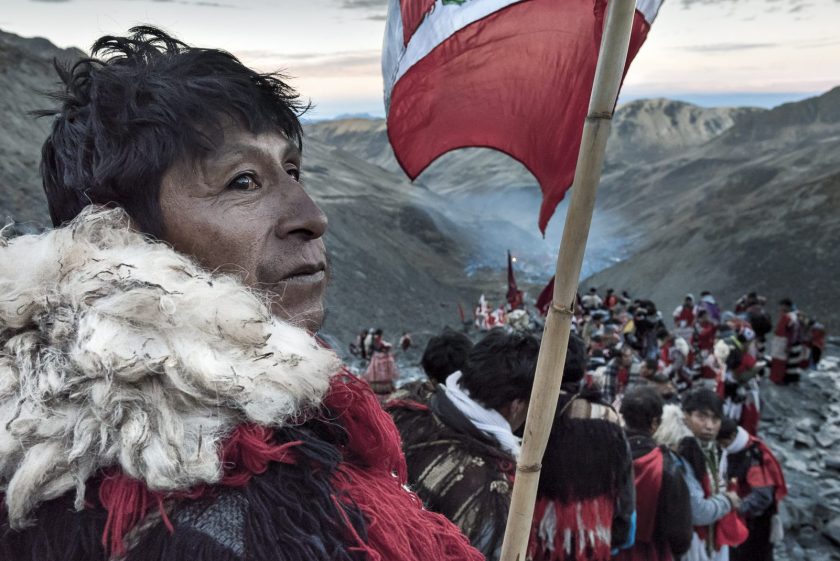 "Around 80,000 pilgrims descend upon the Sinakara Valley in the Peruvian Andes to celebrate the festival of Qoyllur Rit’i – a mixture of Inca and Catholic traditions. During the final night, bands of Ukukus head up to the holy glaciers at an altitude of 5,600m to perform initiation rituals. At dawn they descend back into the valley, carrying large crosses on their backs." (Christopher Roche)