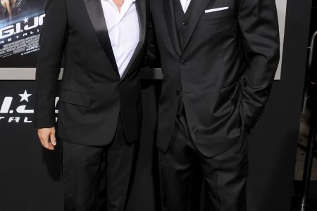 HOLLYWOOD, CA - MARCH 28: Actors Bruce Willis and Dwayne Johnson arrive at the "G.I. Joe: Retaliation" Los Angeles premiere at TCL Chinese Theatre on March 28, 2013 in Hollywood, California.  (Photo by Gregg DeGuire/WireImage)