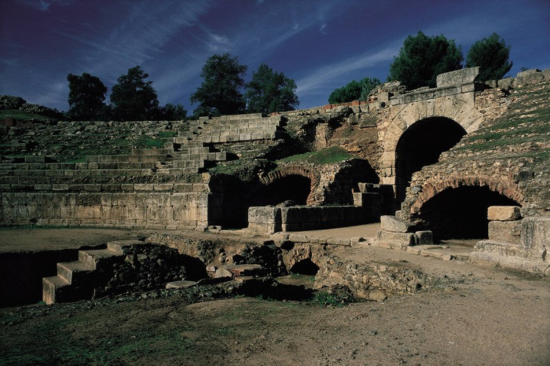 Roman Anphitheater of Merida. Badajoz "Bleachers and"" vomitorium"" (entrance) of the amphitheater, Roman construction of the S. II AD where they took place combats among gladiators and wild animals" (JMN/Cover/Getty Images)