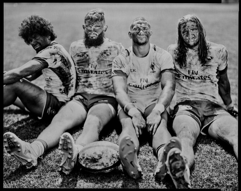 People - Third Prize, Stories: Folau Niua, Danny Berret, Martin Iosefo and Garrett Bender, from left, will be part of the Men's Sevens U.S.A. Rugby team, at the 2016 Rio Olympics and are photographed at the Olympic Training Center in Chula Vista, CA,June 22, 2016. A series of portraits of Olympic athletes from California headed to the 2016 Olympics in Rio de Janeiro, Brazil. The USA took more than 550 athletes to compete in 20 sports of the Summer Games. (Jay L. Clendenin/Los Angeles Times)