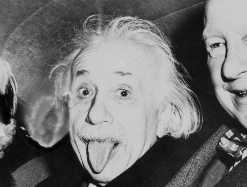 (Original Caption) May 5, 1958-Princeton, New Jersey: Albert Einstein gives the "Razz".