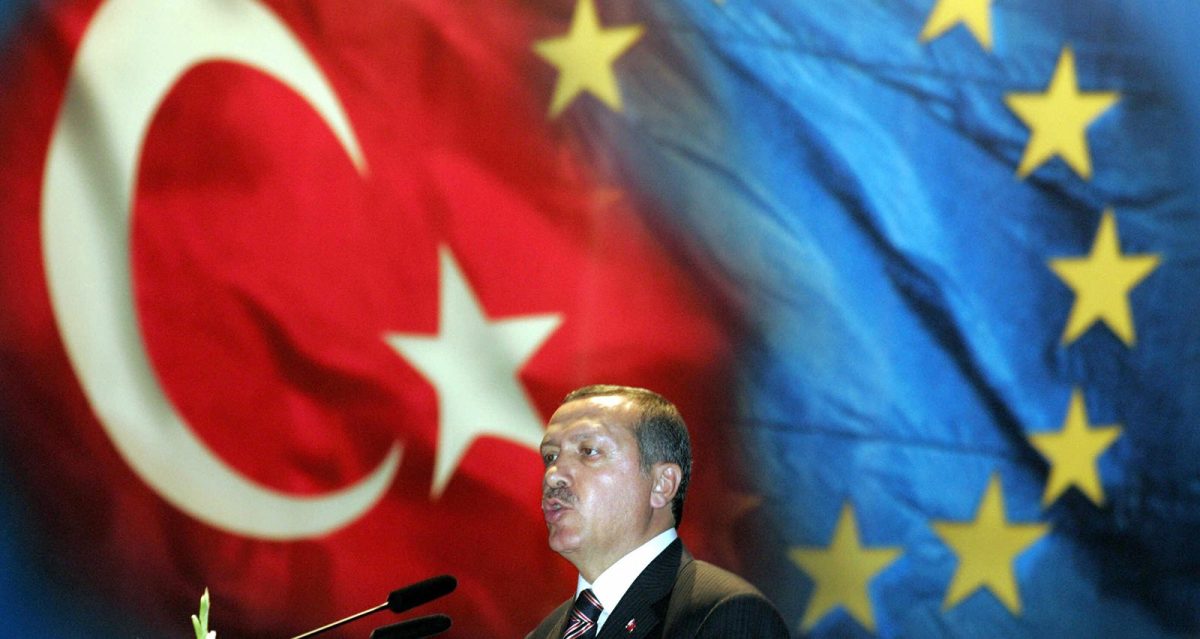 ISTANBUL, Turkey:  Turkish Prime Minister Recep Tayyip Erdogan delivers a speech in Istanbul on 12 October 2005 during the visit of German Chancellor Gerhard Schroeder. Their talks were expected to focus on bilateral issues but also on the start of Turkey's membership negotiations with the European Union.    AFP PHOTO    DDP/MARCUS BRANDT  (Photo credit should read MARCUS BRANDT/AFP/Getty Images)