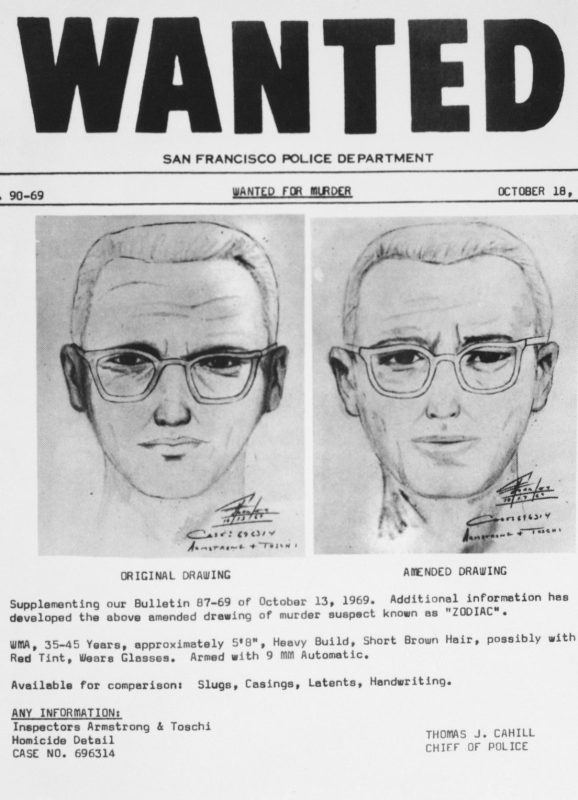 San Francisco: San Francisco police circulated this composite of the Bay Area's 'Zodiac' killer. At left is a drawing from witnesses to slaying of a cab driver in San Francisco. The amended drawing on the right was based on further questioning of the witnesses (Bettmann/Contributor)