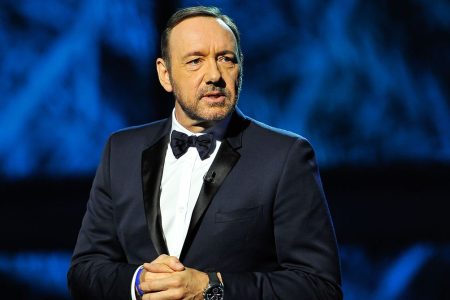 Kevin Spacey hosts the 2014 Breakthrough Prizes Awarded in Fundamental Physics and Life Sciences Ceremony at NASA Ames Research Center in California. (Photo by Steve Jennings/Getty Images for MerchantCantos)