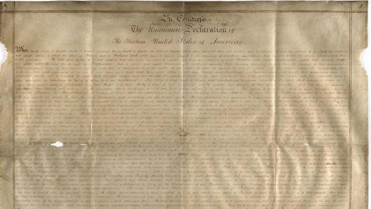 A second copy of the Declaration of Independence has been found in England, Harvard Researchers say. (Credit: WEST SUSSEX RECORD OFFICE ADD MSS 8981)
