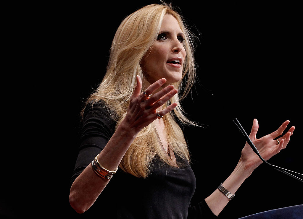 WASHINGTON, DC - FEBRUARY 10:  Conservative author and pundit Ann Coulter delivers remarks to the Conservative Political Action Conference (CPAC) at the Marriott Wardman Park February 10, 2012 in Washington, DC. Thousands of conservative activists are attending the annual gathering in the nation's capital.  (Photo by Chip Somodevilla/Getty Images)