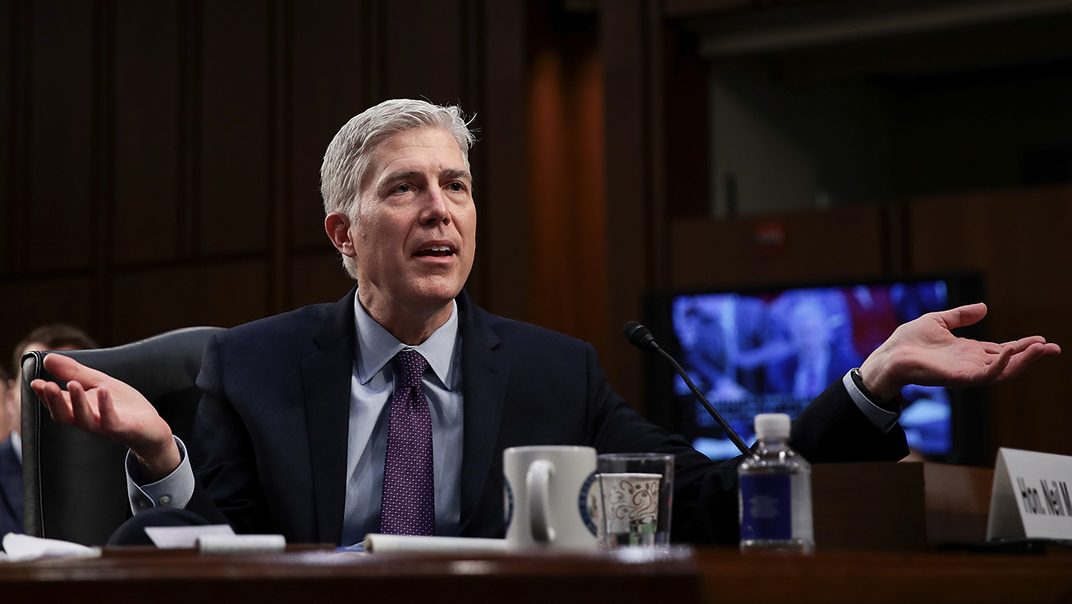 Judge Neil Gorsuch testifies during the second day of his Supreme Court confirmation hearing before the Senate Judiciary Committee in the Hart Senate Office Building on Capitol Hill, March 21, 2017 in Washington. Gorsuch was nominated by President Donald Trump to fill the vacancy left on the court by the February 2016 death of Associate Justice Antonin Scalia. (Photo by Drew Angerer/Getty Images)