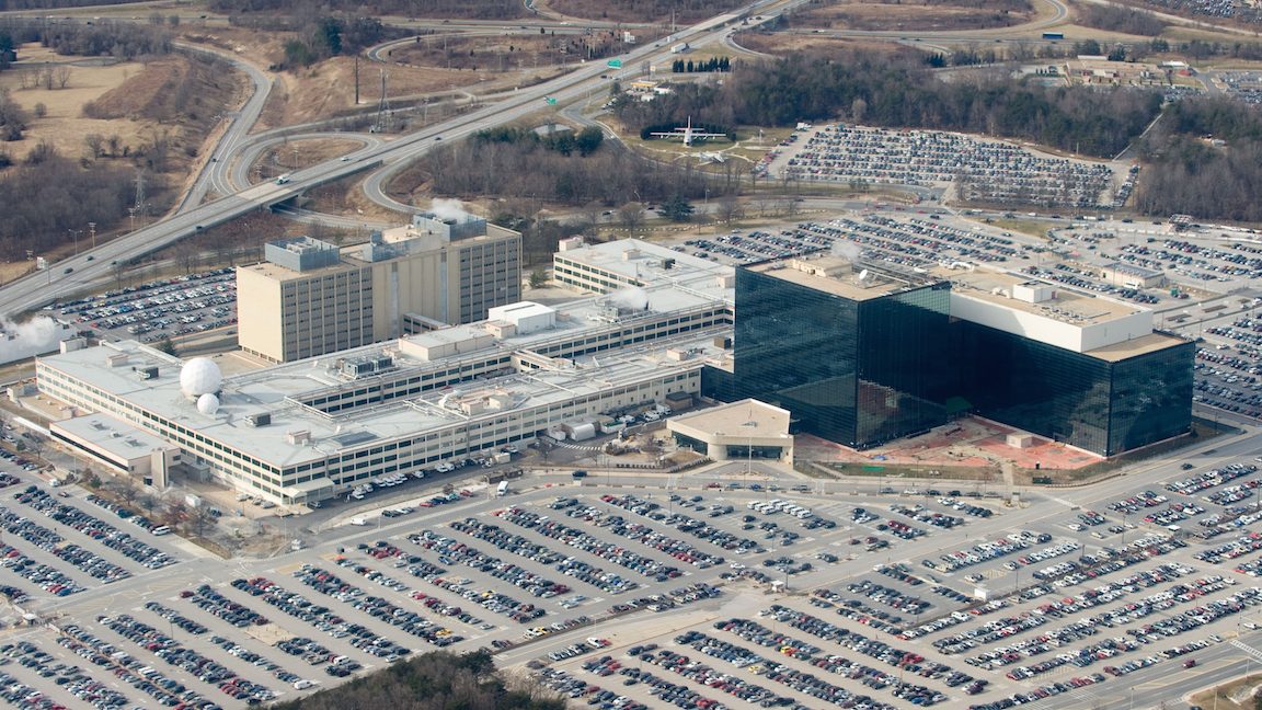 The National Security Agency (NSA) headquarters at Fort Meade, Maryland, as seen from the air, January 29, 2010.      AFP PHOTO/Saul LOEB (Photo credit should read SAUL LOEB/AFP/Getty Images)