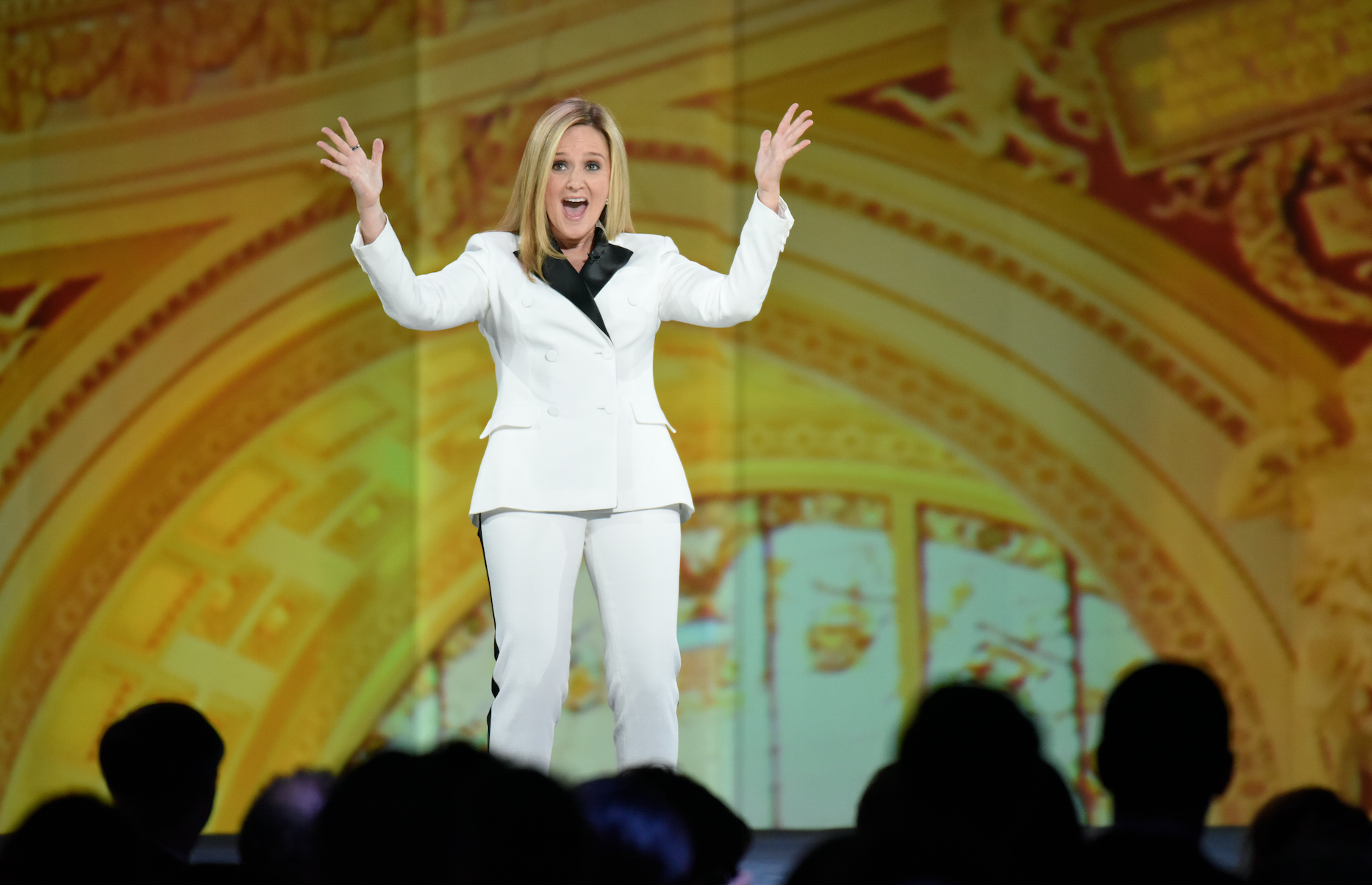 Samantha Bee on stage hosting "Not the White House Correspondents' Dinner on April 29,
2017 in Washington,
D.C. (Samantha Bee Handout/Brand Central)