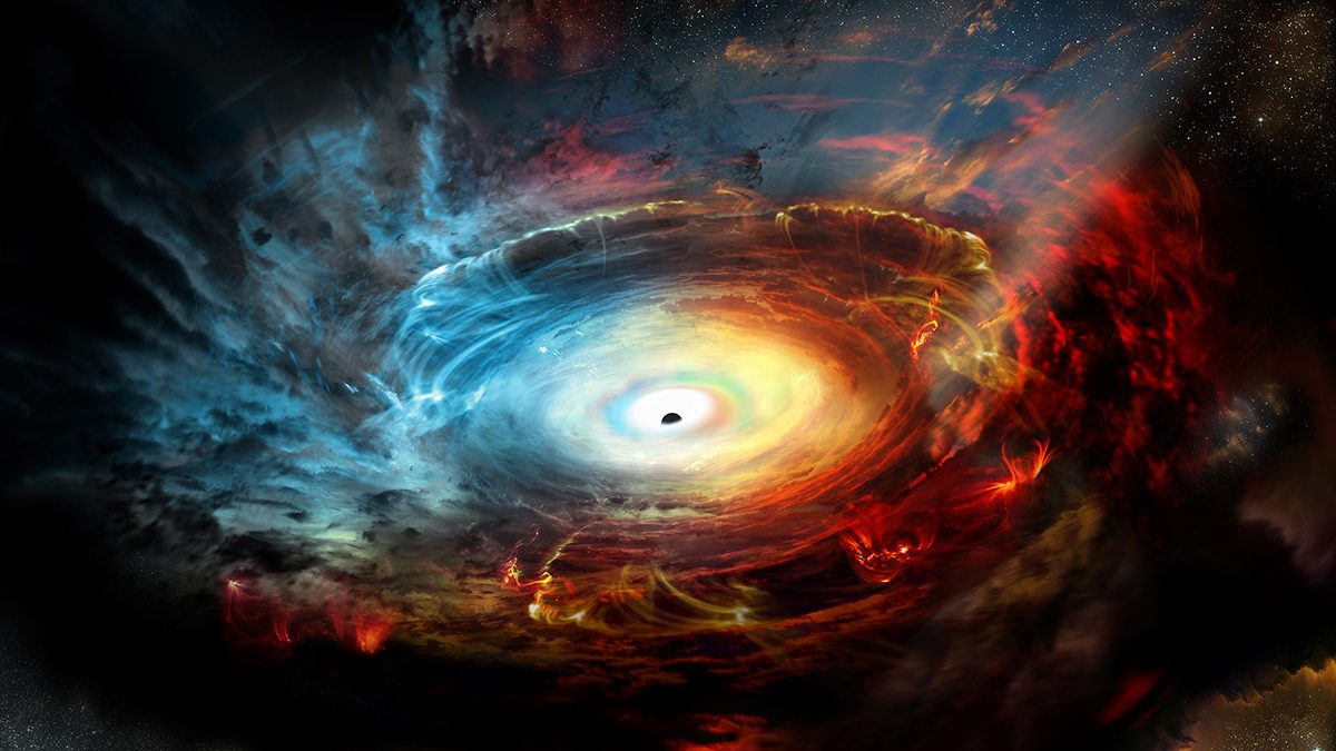 The supermassive black hole at the center of our galaxy is hidden behind dense clouds of dust and gas. With the combined power of a worldwide network of radio telescopes, astronomers hope to peer into the heart of our galaxy and image -- for the first time -- the very edges of a black hole. When this network observes radio waves of one millimeter wavelengths, its magnifying power is high enough to see details at the black hole boundary. (NRAO/AUI/NSF)
