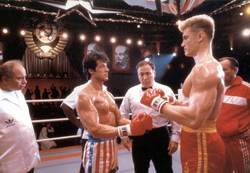 ROCKY IV US1985 SYLVESTER STALLONE DOLPH LUNDGREN PICTURE FORM THE RONALD GRANT ARCHIVE Date 1985, , Photo by: Mary Evans/Ronald Grant/Everett Collection(10337074)