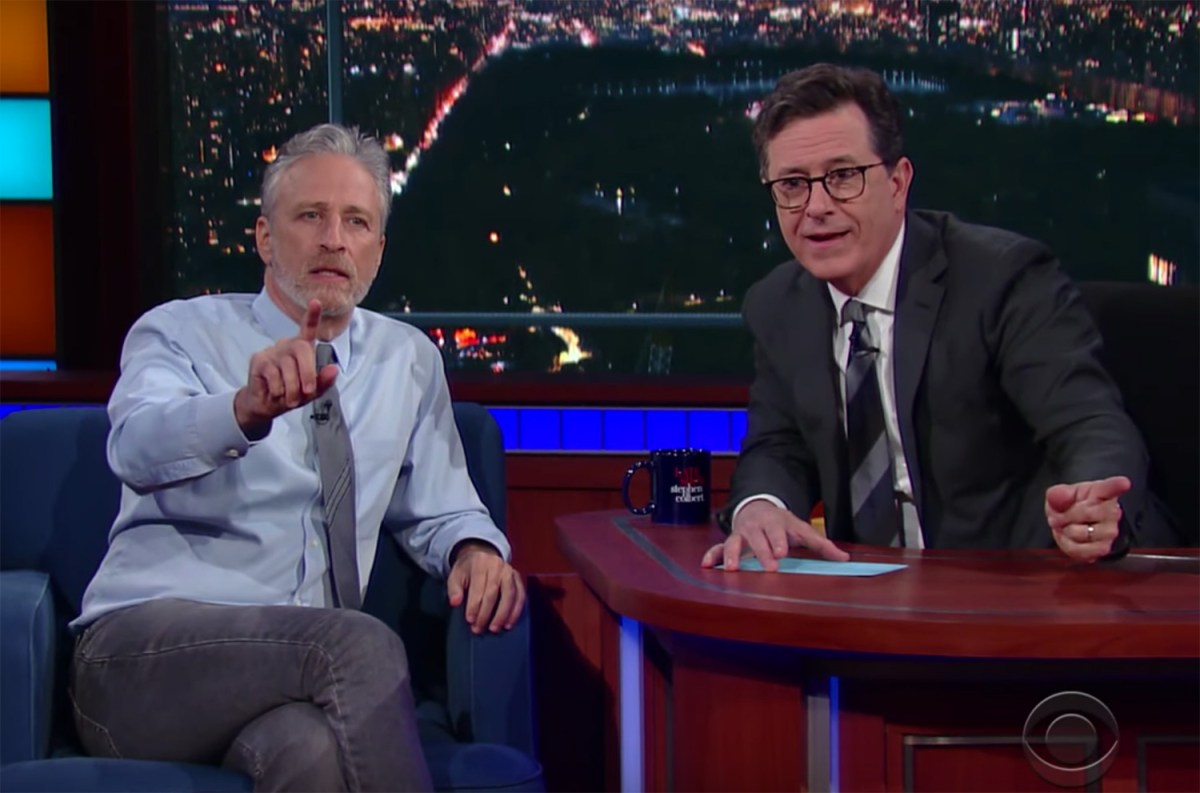 Jon Stewart and Stephen Colbert on 'The Late Show.'