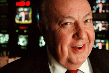 Roger Ailes, former president of Fox News, in the Fox TV control room.