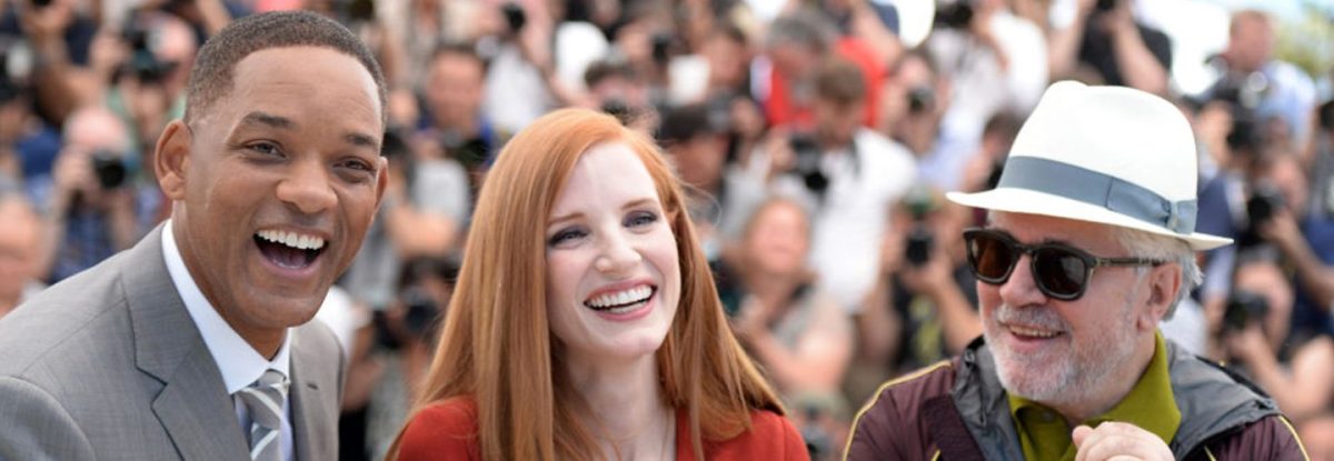Jury members Jessica Chastain, Will Smith and President of the jury Pedro Almodovar at the 2017 Cannes Film Festival.