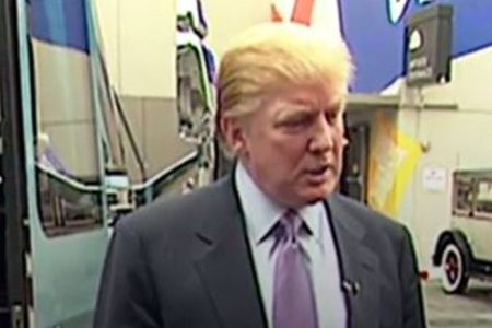 A screenshot from the infamous 'Access Hollywood' tape in which Donald Trump bragged about sexually assaulting women and Billy Bush egged him on.