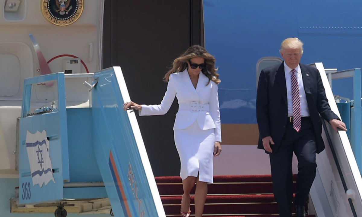 US President Donald Trump and First Lady Melania Trump arrive at Ben Gurion International Airport in Tel Aviv on May 22, 2017, as part of his first trip overseas.
