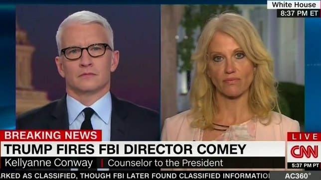 Anderson Cooper interviews Kellyanne Conway on CNN.