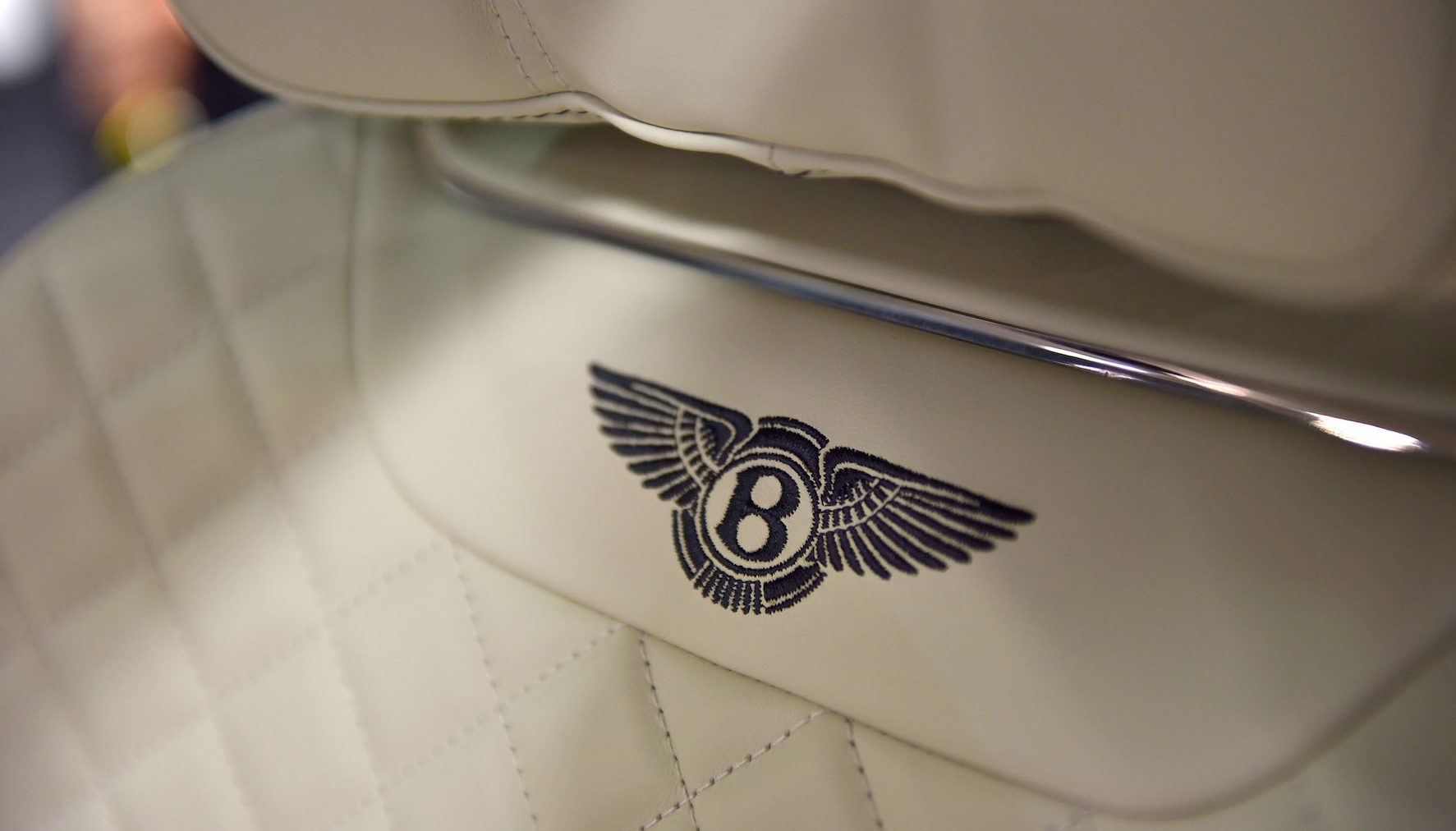  A logo on the interior of a Bentley Bentayga on display at the London Motor Show. (John Keeble/Getty Images)