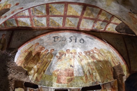Restored fresco in Santa Domitilla