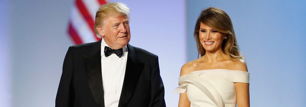President Donald Trump and first lady Melania Trump arrive at the Freedom Inaugural Ball at the Washington Convention Center January 20, 2017 in Washington, D.C. (Photo by Aaron P. Bernstein/Getty Images)