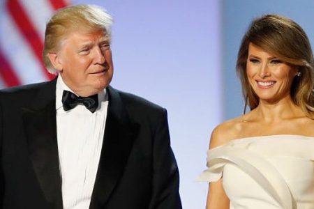 President Donald Trump and first lady Melania Trump arrive at the Freedom Inaugural Ball at the Washington Convention Center January 20, 2017 in Washington, D.C.   (Photo by Aaron P. Bernstein/Getty Images)