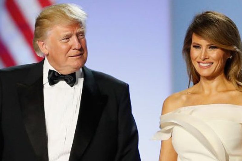 President Donald Trump and first lady Melania Trump arrive at the Freedom Inaugural Ball at the Washington Convention Center January 20, 2017 in Washington, D.C. (Photo by Aaron P. Bernstein/Getty Images)