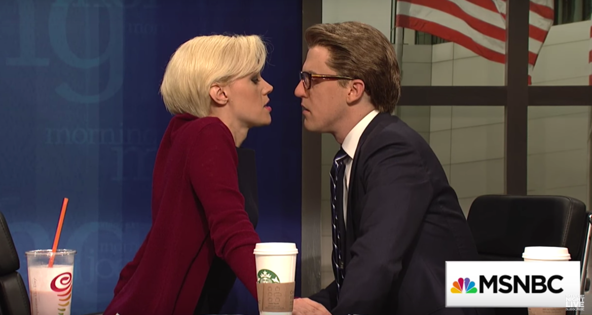 'SNL' mocks surprise engagement of Morning Joe co-hosts.
