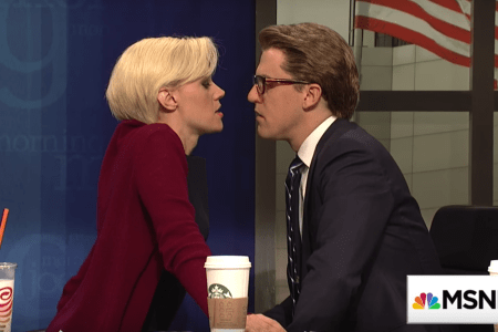 'SNL' mocks surprise engagement of Morning Joe co-hosts.